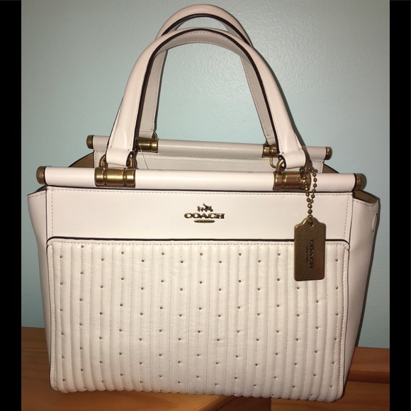βοΈβοΈβοΈ3X HPβοΈβοΈβοΈ NWT π―% Authentic Coach Quilted Grace Satchel with Rivets - Picture 2 of 16